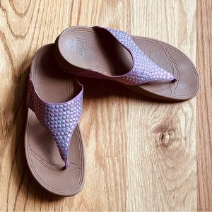 FitFlop Strobe Luxe Thong Pink Flip Flop Sandals, Size 9
